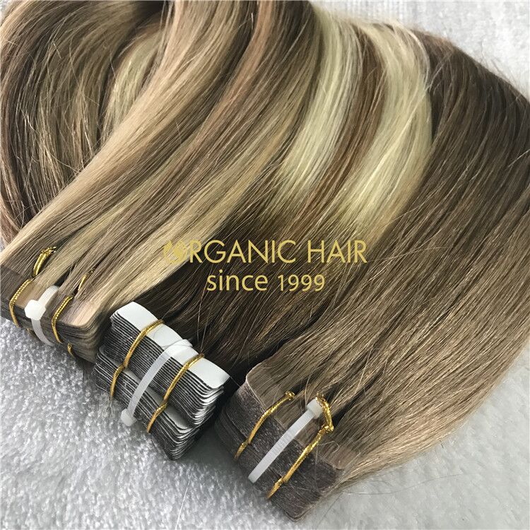 Customized color human tape in hair extensions X218